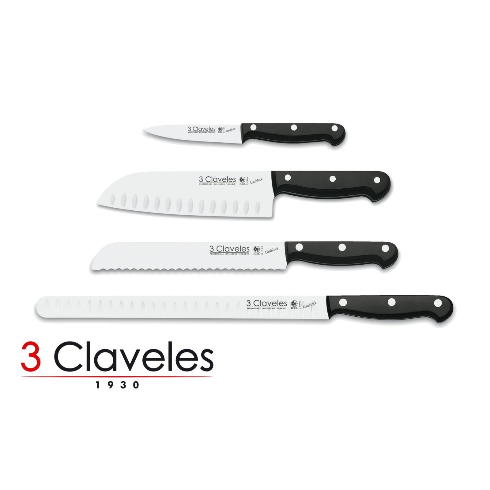 3 Claveles 1669 ASH UNIBLOCK Juego cuchillos Cocina