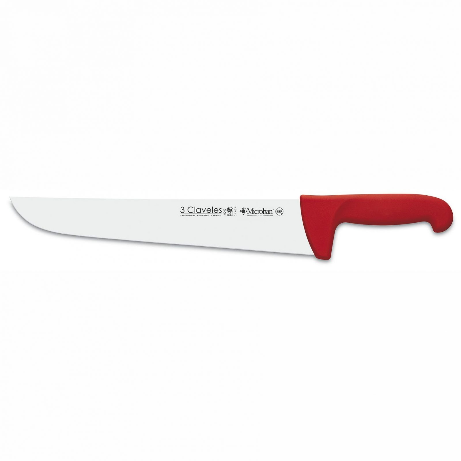 Cuchillo carnicero de 30 cm con mango rojo - 3 Claveles Proflex 8040