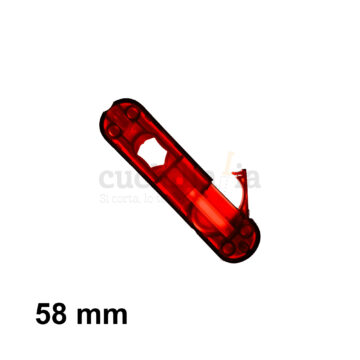 Reverso de la cacha delantera de 58 mm de color rojo transparente de recambio para navajas multiusos Victorinox con linterna  – C-6200.T1 – Cuchillalia.com