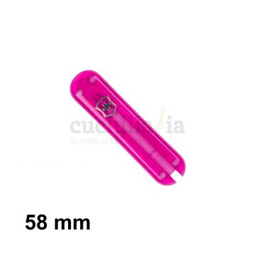 Cacha delantera de 58 mm en color rosa transparente de recambio para navajas multiusos Victorinox – C-6205.T3 – Cuchillalia.com