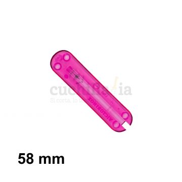 Reverso de la cacha delantera de 58 mm en color rosa transparente de recambio para navajas multiusos Victorinox – C-6205.T3 – Cuchillalia.com