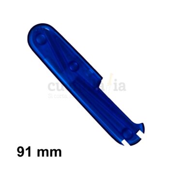 Reverso de la cacha trasera de 91 mm en color azul transparente de recambio para navajas multiusos Victorinox con bolígrafo – C-3502.T4 – Cuchillalia.com