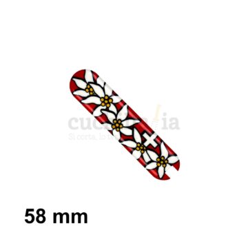 Cacha trasera de 58 mm con diseño Edelweiss de recambio para navajas multiusos Victorinox – C-6284.4 – Cuchillalia.com