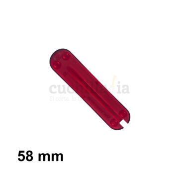 Reverso de la cacha trasera de 58 mm de color rojo transparente de recambio para navajas multiusos Victorinox – C-6200.T4 – Cuchillalia.com