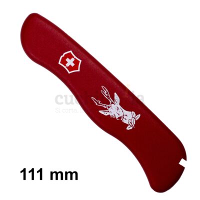 Cacha delantera de 111 mm en color rojo con cabeza de ciervo para navajas multiusos Victorinox C-8300.94 - Cuchillalia.com