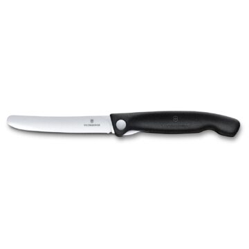 Cuchillo plegable Victorinox Swiss Classic, con hoja lisa y mango negro – Abierto – Cuchillalia.com