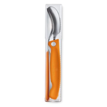 Caja de plástico del set de 3 cubiertos para picnic en color naranja de Victorinox – Cuchillalia.com