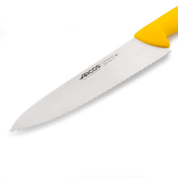 Hoja del cuchillo cocinero dentado de 25 cm con mango amarillo Arcos 292210 – Cuchillalia.com