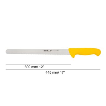 cuchillo-pastelero-dentado-flexible-amarillo-30-cm-arcos-293700-medidas