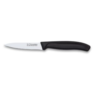 Cuchillo mondador con hoja de 9 cm y mango de polipropileno de color negro 3 Claveles 1208 - Cuchillalia.com