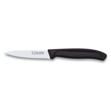 Cuchillo mondador con hoja de 9 cm y mango de polipropileno de color negro 3 Claveles 1208 – Cuchillalia.com