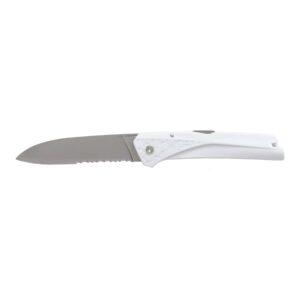 Navaja blanca Kiana Origine con filo liso y dentado - Cuchillalia.com